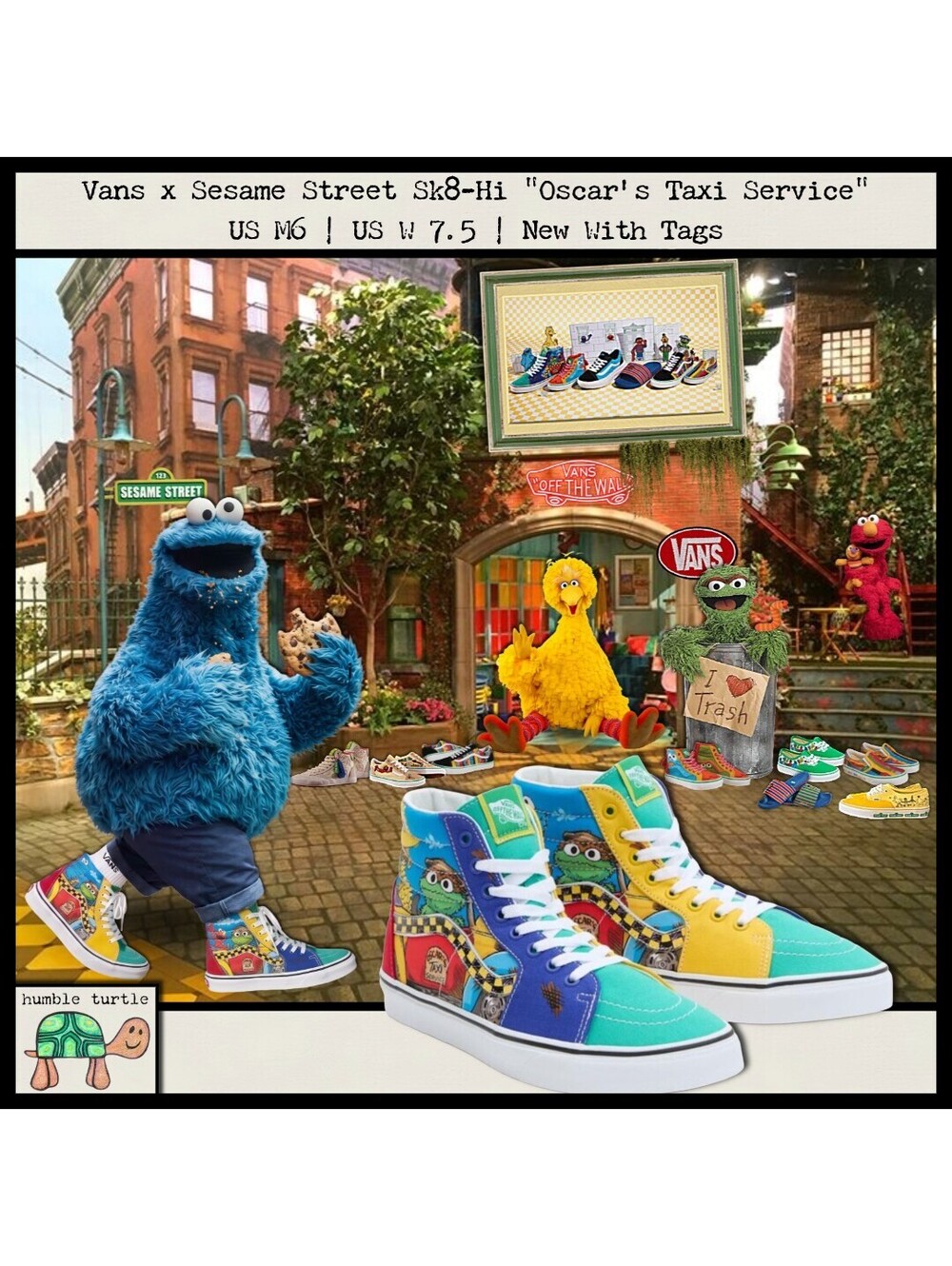 Deadstock Vans x Sesame Street Sk8-Hi "Oscar's Taxi Service" Sneakers | M6 W7.5
